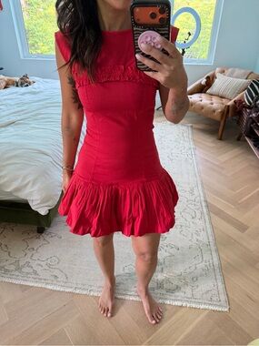 Ganni
Ruffled cotton-blend minidress